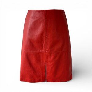 Susana Monaco Dark Orange Leather "Sevilla" Pencil Skirt, Sz 2